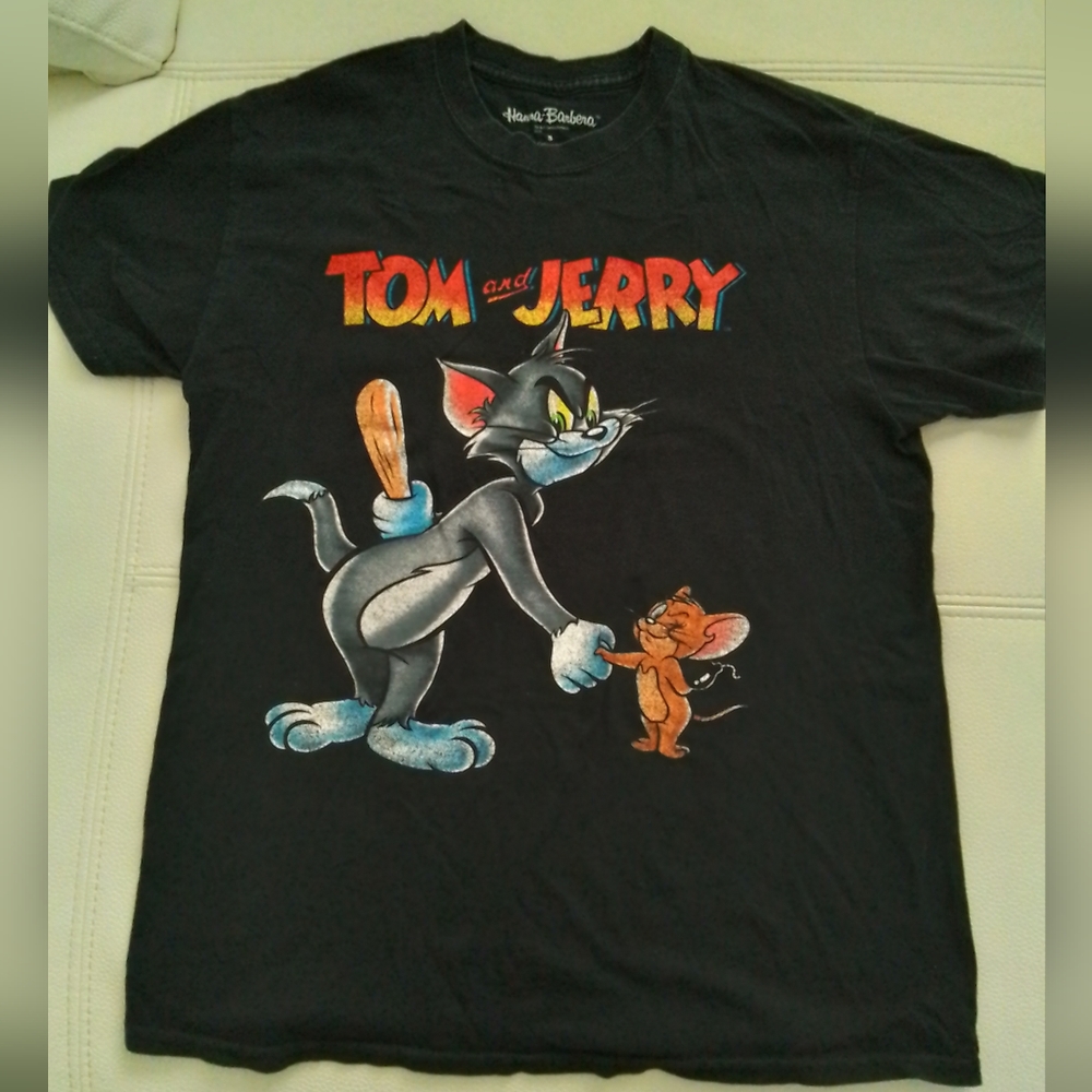 Boy's Tom And Jerry Shirt Graphic Print Hanna Barbera Cartoon Size Small